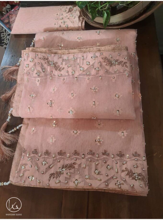 Dhakai Jamdani Embellished Saree