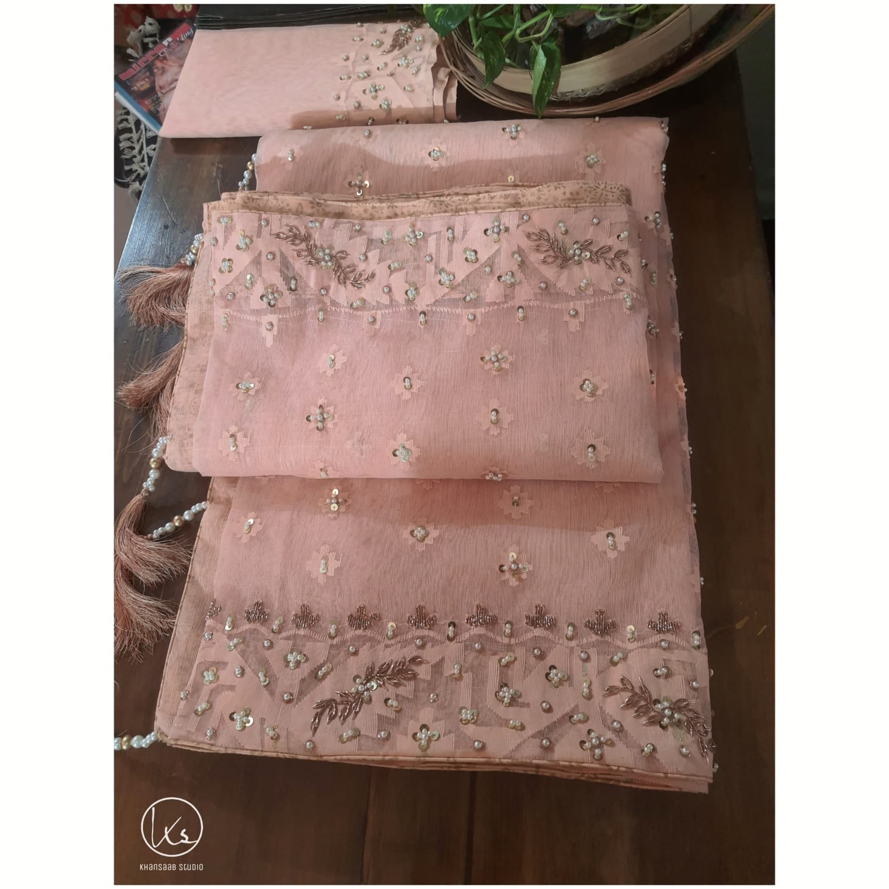 Dhakai Jamdani Embellished Saree - Image 2