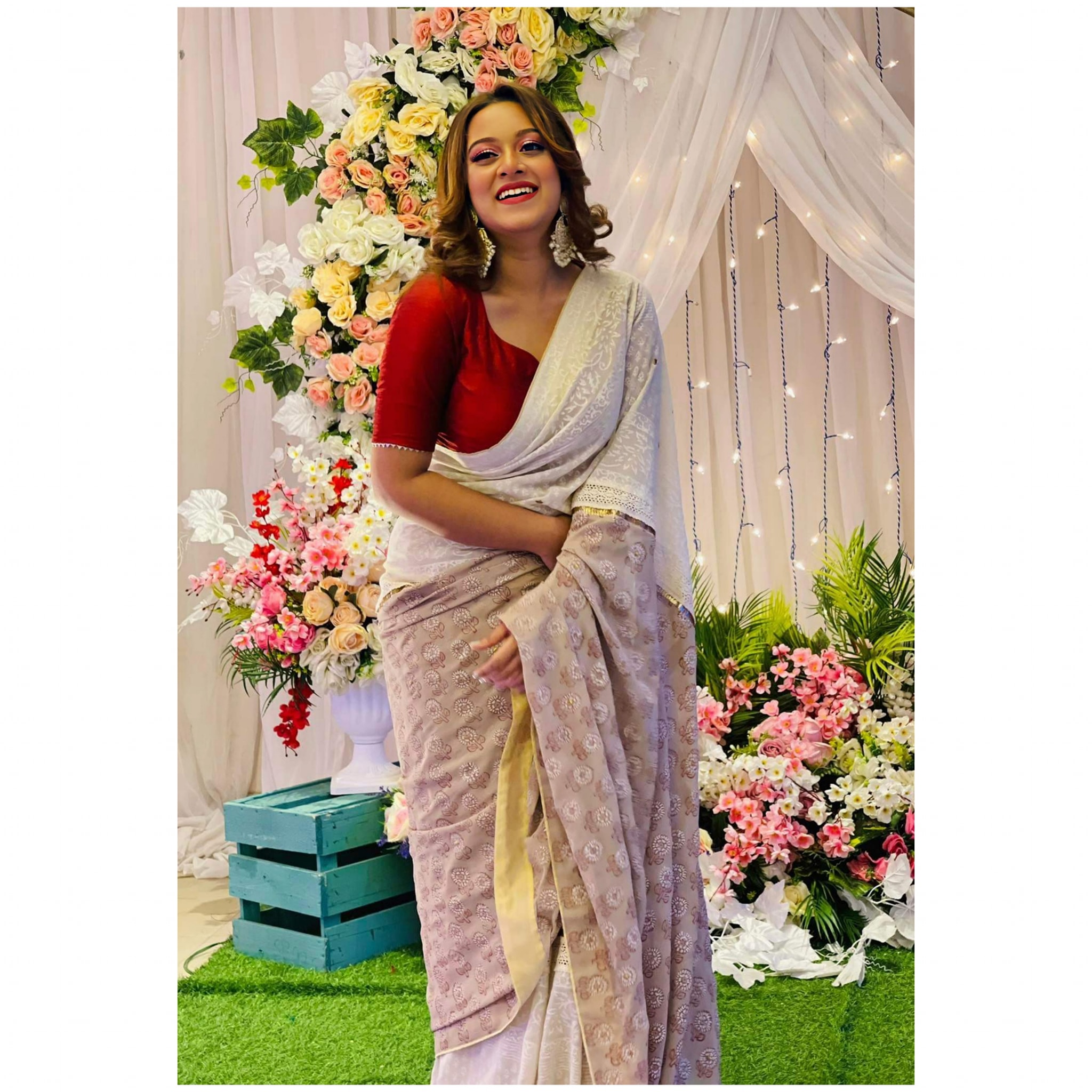 Crepe Georgette Block Print Saree