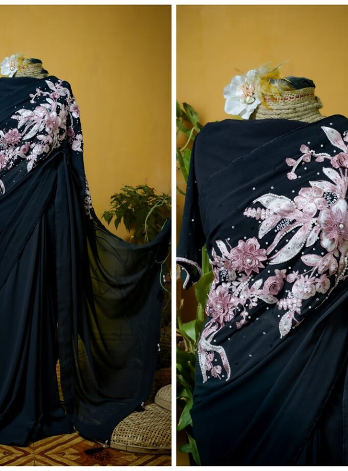 Crepe Georgette Carnation Saree