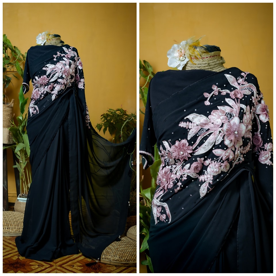 Crepe Georgette Carnation Saree