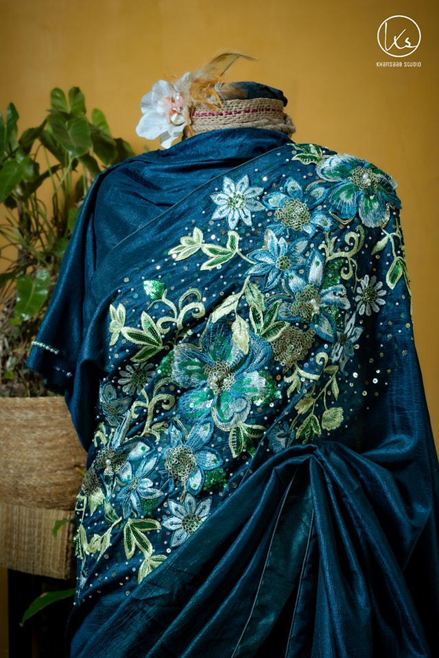 Bichitra Silk Carnation Saree - Image 2