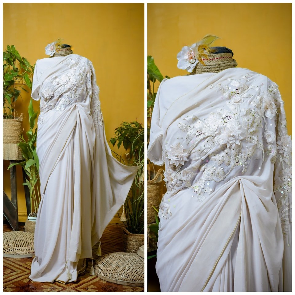 Crepe Georgette Carnation Saree - Image 2