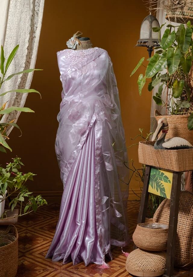 Kusum Kanon Luxury Organza Saree with Floral Embroidery