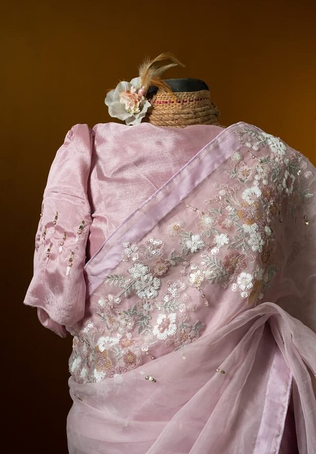 Kusum kanon moslin and chinon silk saree
