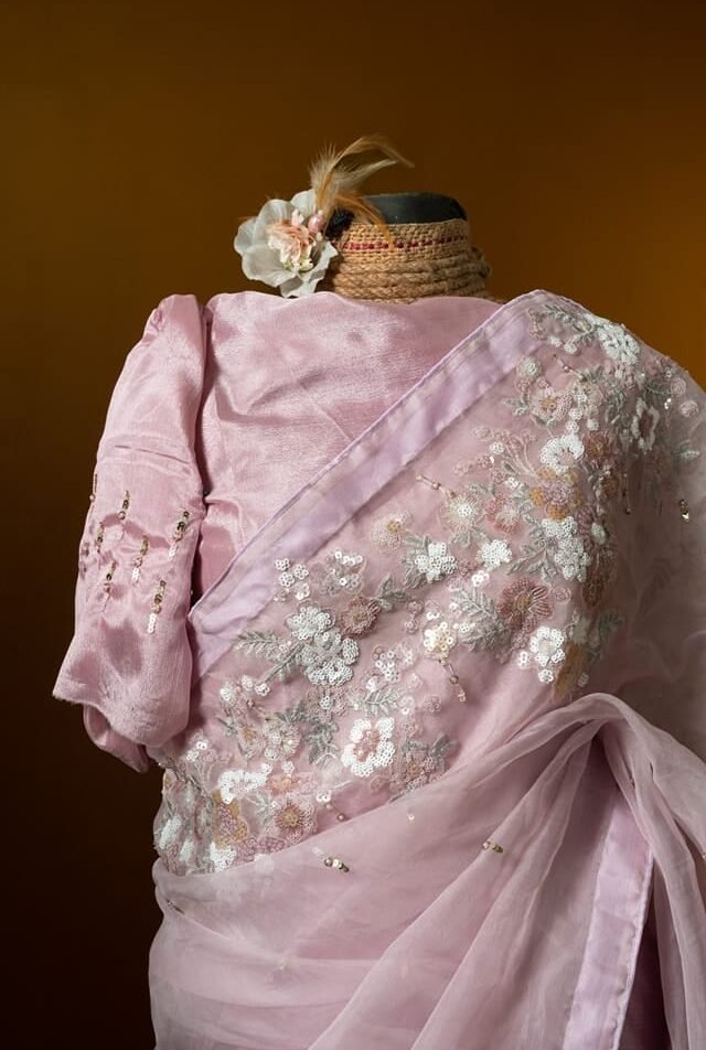Kusum kanon moslin and chinon silk saree