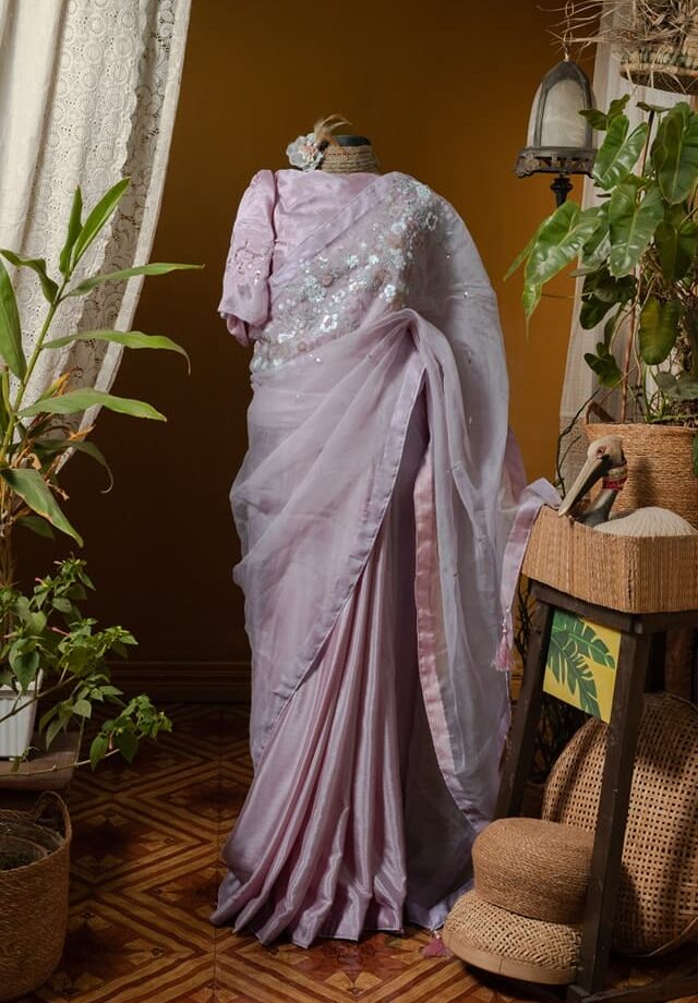 Kusum kanon moslin and chinon silk saree
