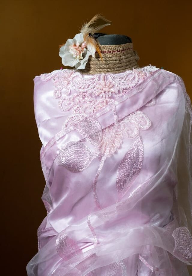 Kusum Kanon Luxury Organza Saree with Floral Embroidery