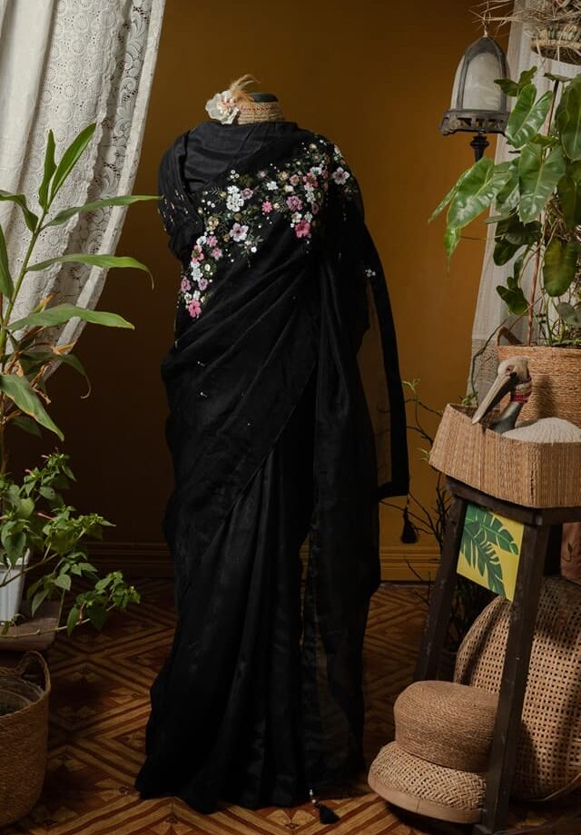 Kusum kanon moslin and chinon silk saree