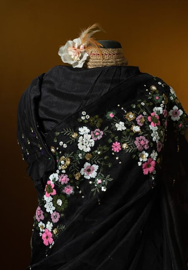 Kusum kanon moslin and chinon silk saree