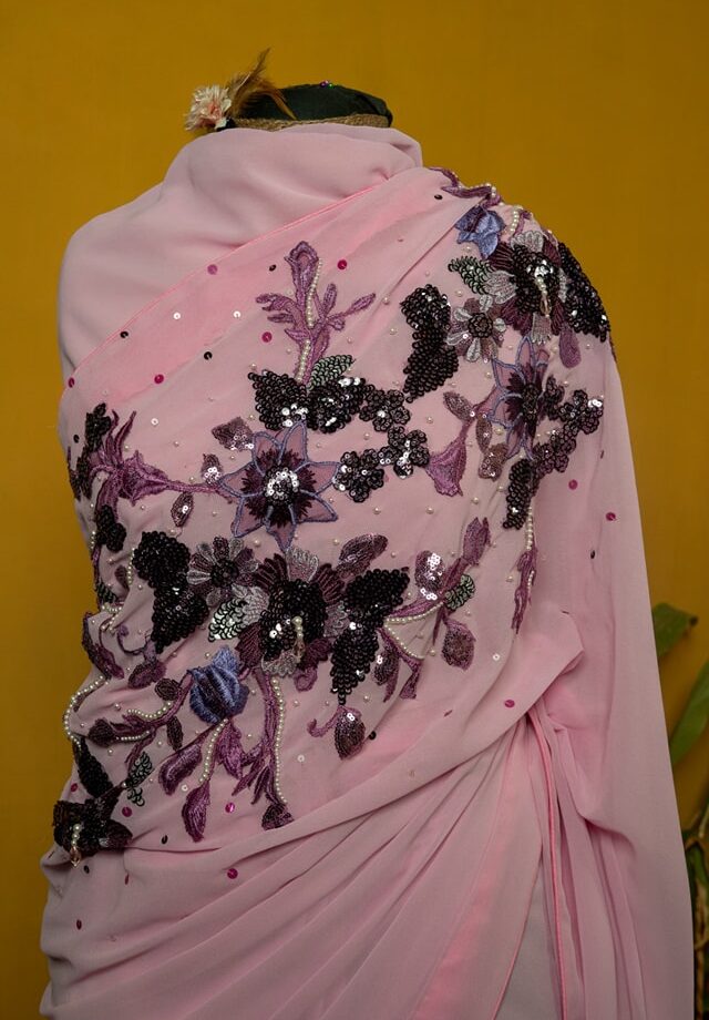 Crepe Georgette Carnation Saree