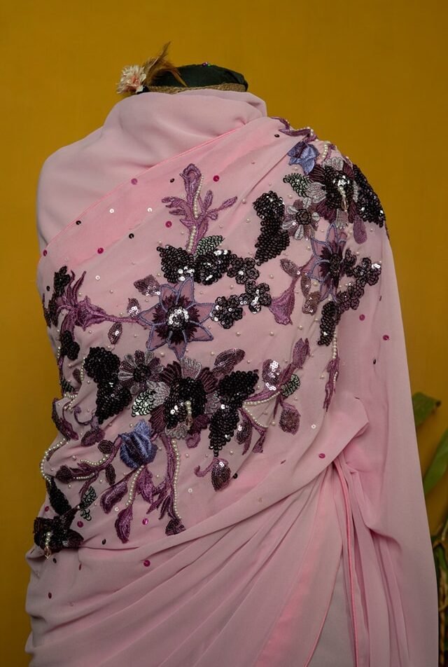 Crepe Georgette Carnation Saree