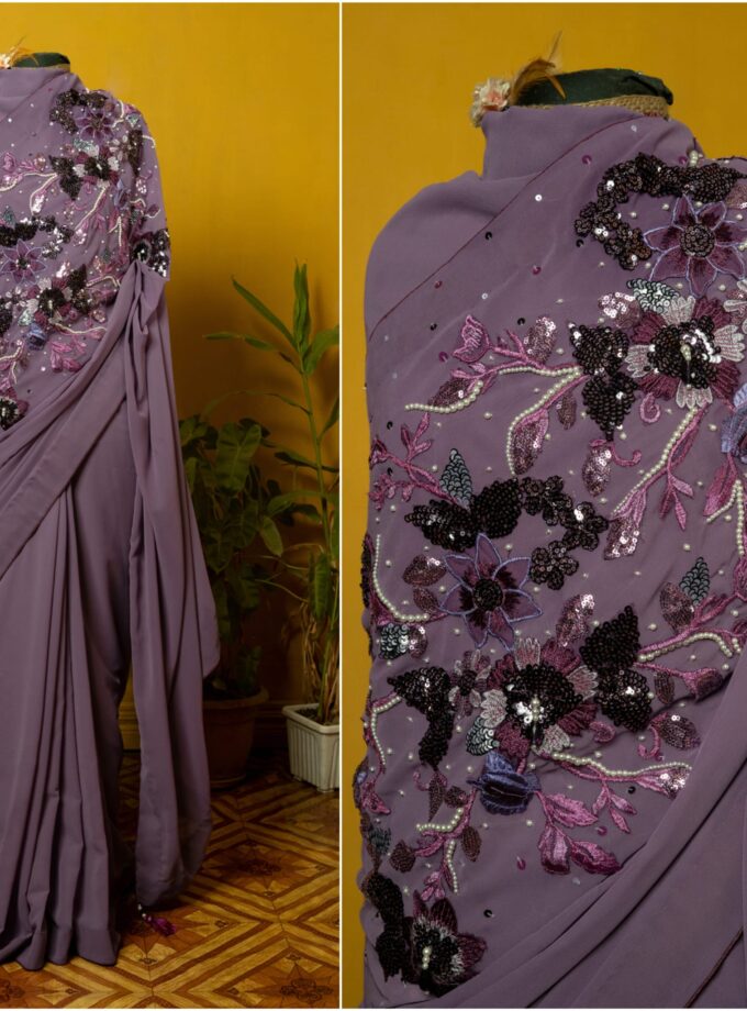 Crepe Georgette Carnation Saree