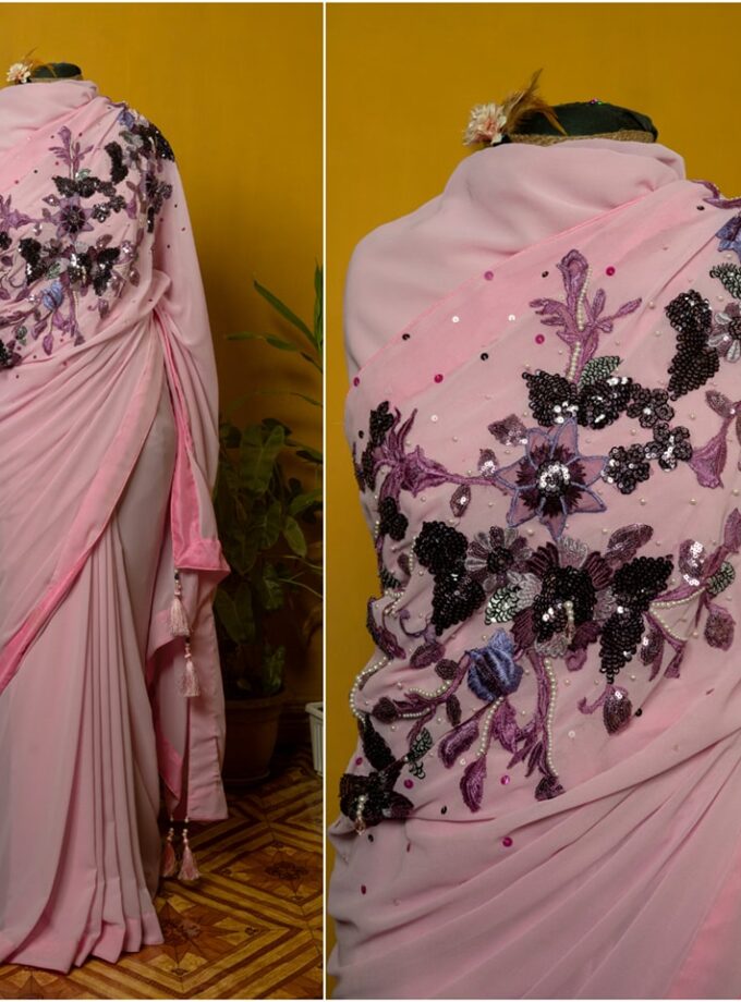Crepe Georgette Carnation Saree