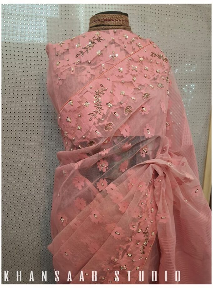 Dhakai Jamdani Embellished Saree
