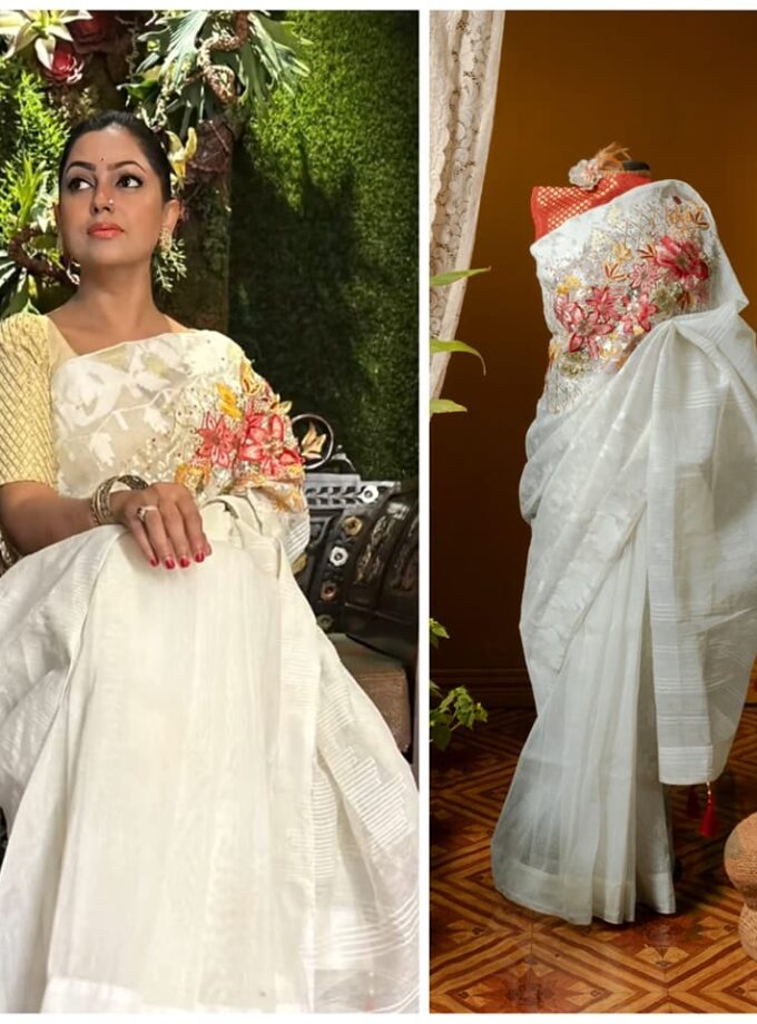 Dhakai Jamdani Carnation Saree