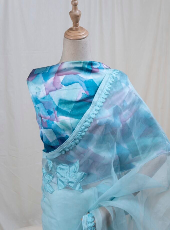 Laser Cut Poppy Applique Saree
