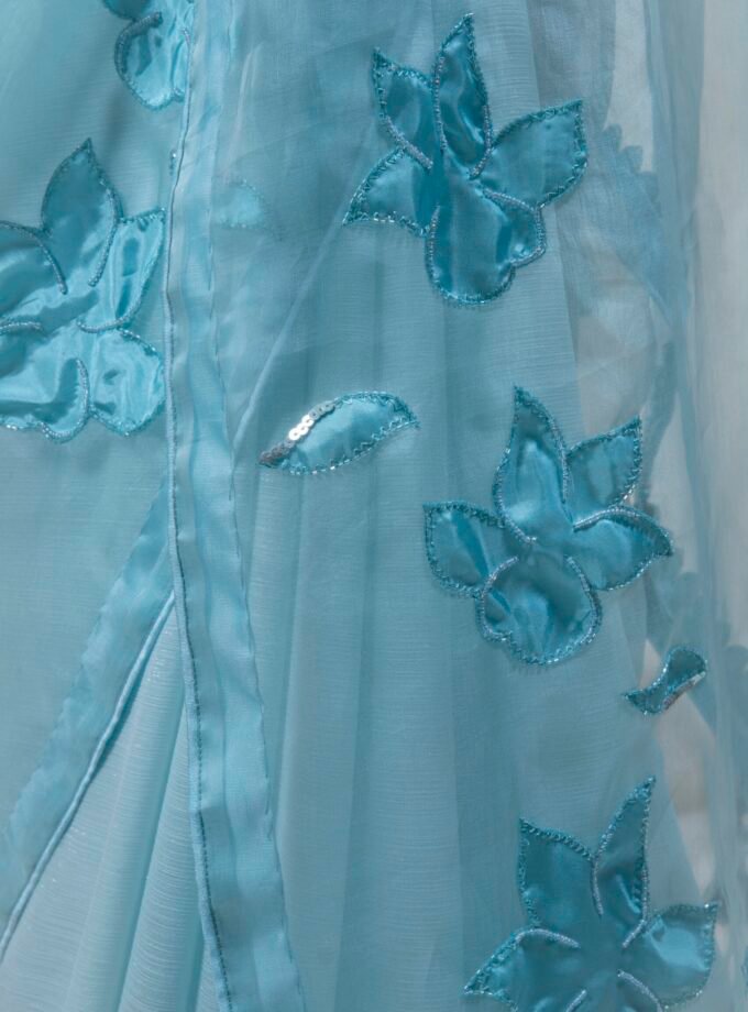 Laser Cut Poppy Applique Saree
