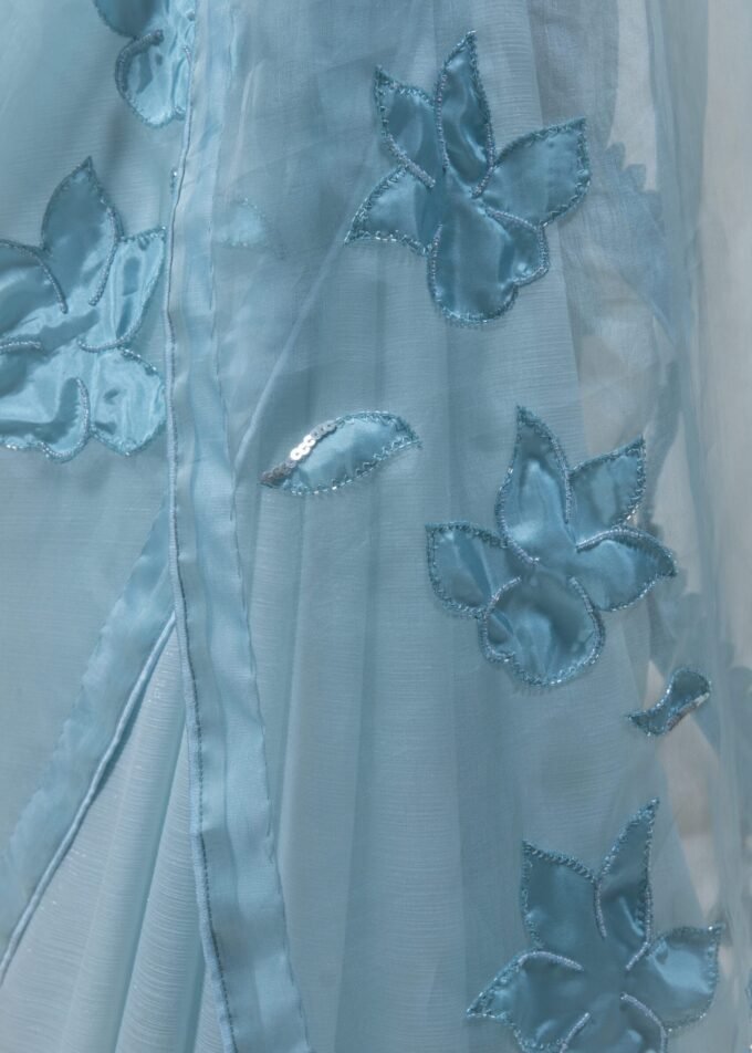 Laser Cut Poppy Applique Saree