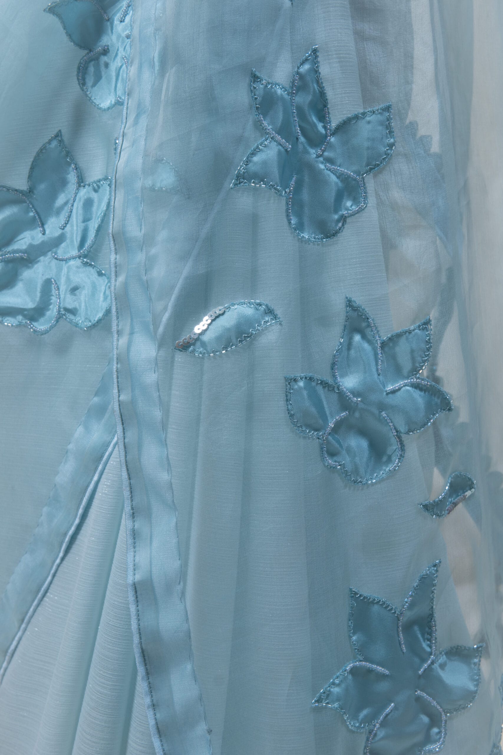 Laser Cut Poppy Applique Saree - Image 3
