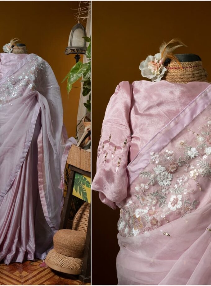 Kusum kanon moslin and chinon silk saree