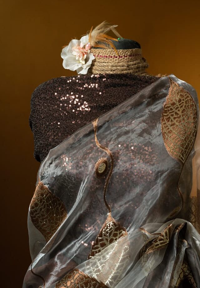 Kusum Kanon Luxury Organza Saree with Floral Embroidery