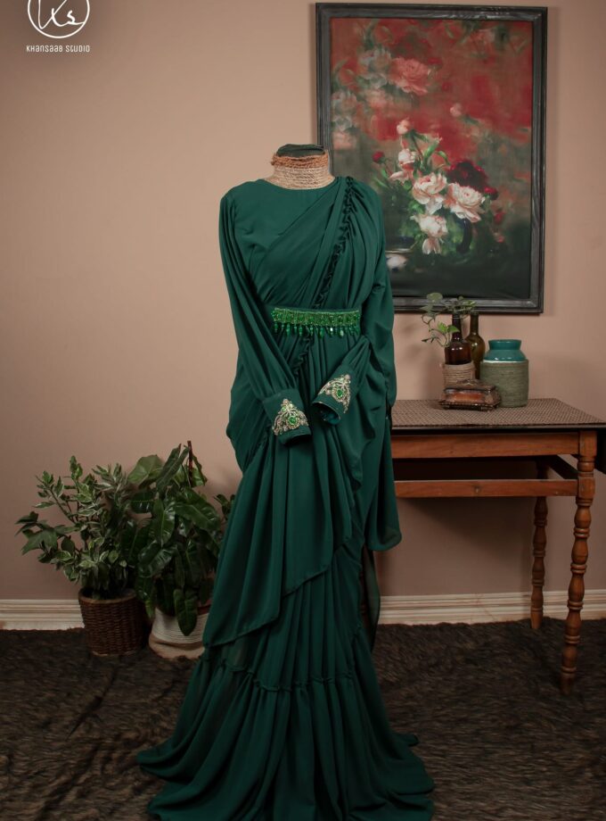 Georgette Saree with Double Ruffle Frills