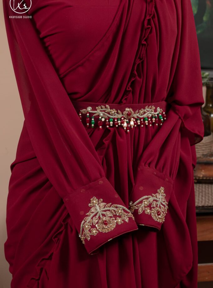 Georgette Saree with Double Ruffle Frills