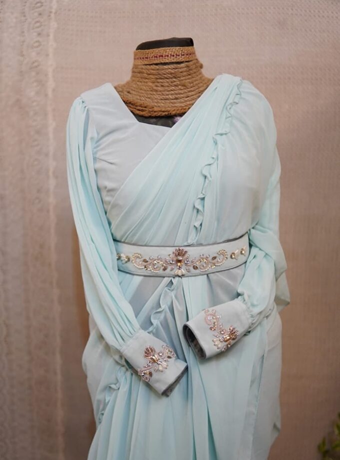 Georgette Saree with Double Ruffle Frills