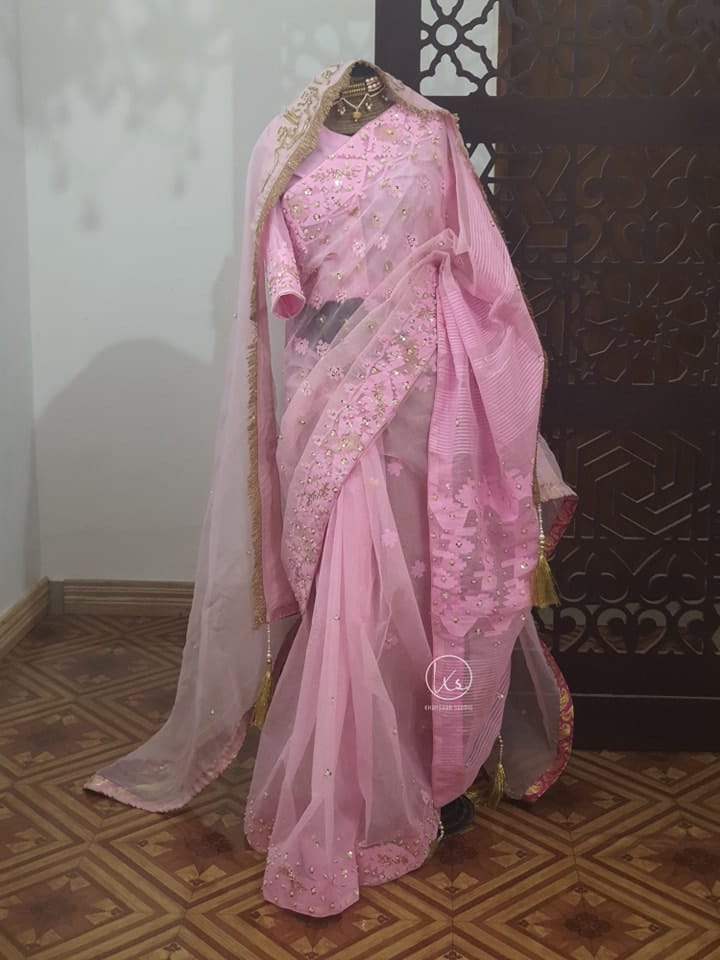 Dhakai Jamdani Embellished Saree