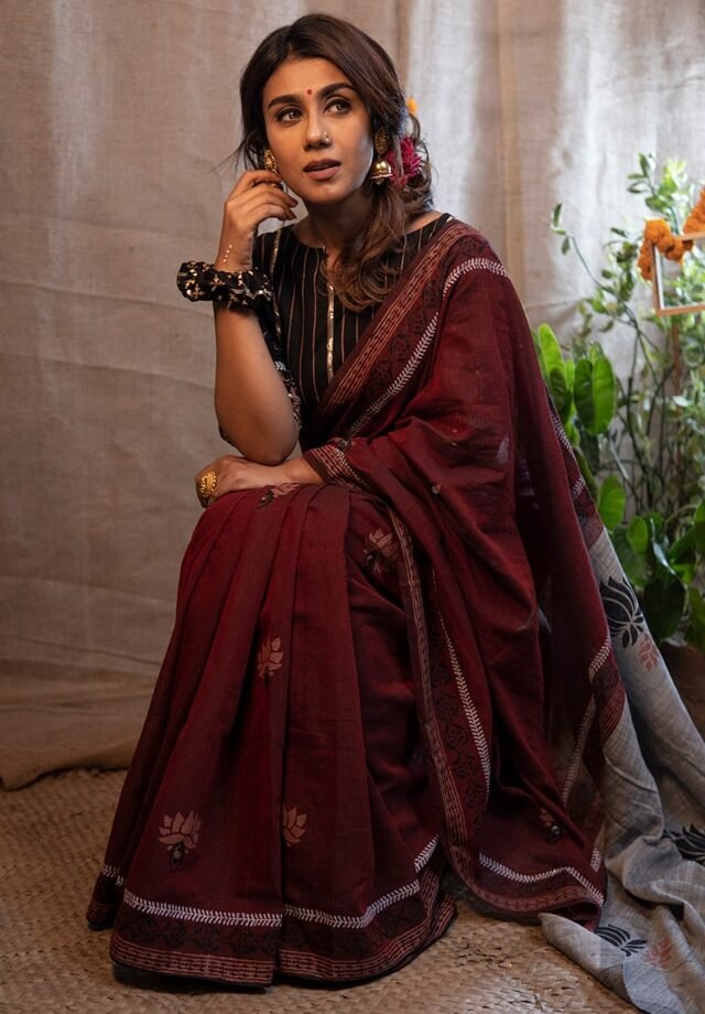 Block Print Dupian Silk Saree