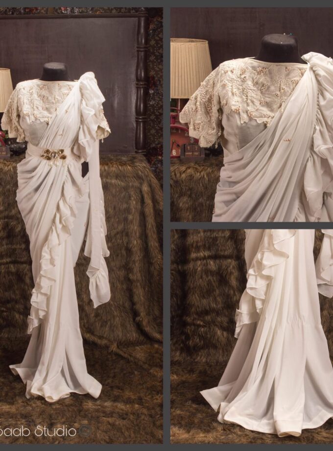 Georgette Saree with Ruffle Frills