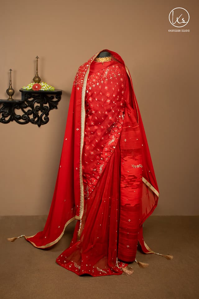 Dhakai Jamdani Embellished Saree