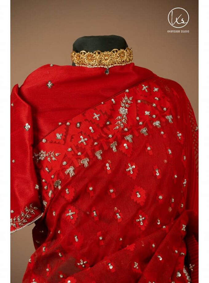 Dhakai Jamdani Embellished Saree