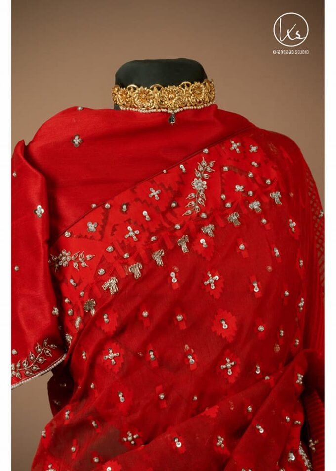 Dhakai Jamdani Embellished Saree