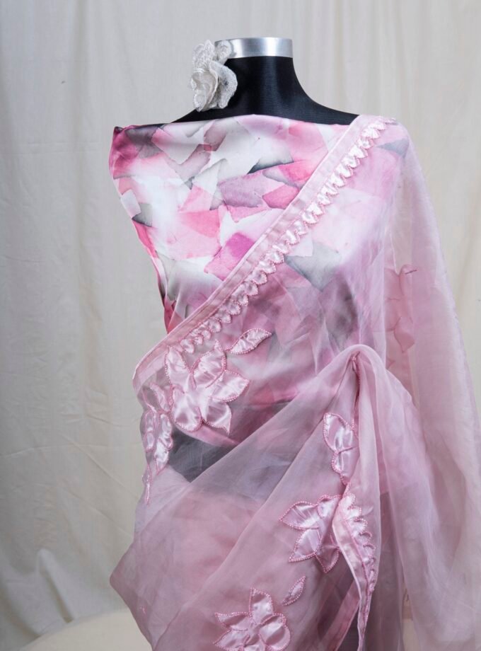 Laser Cut Poppy Applique Saree