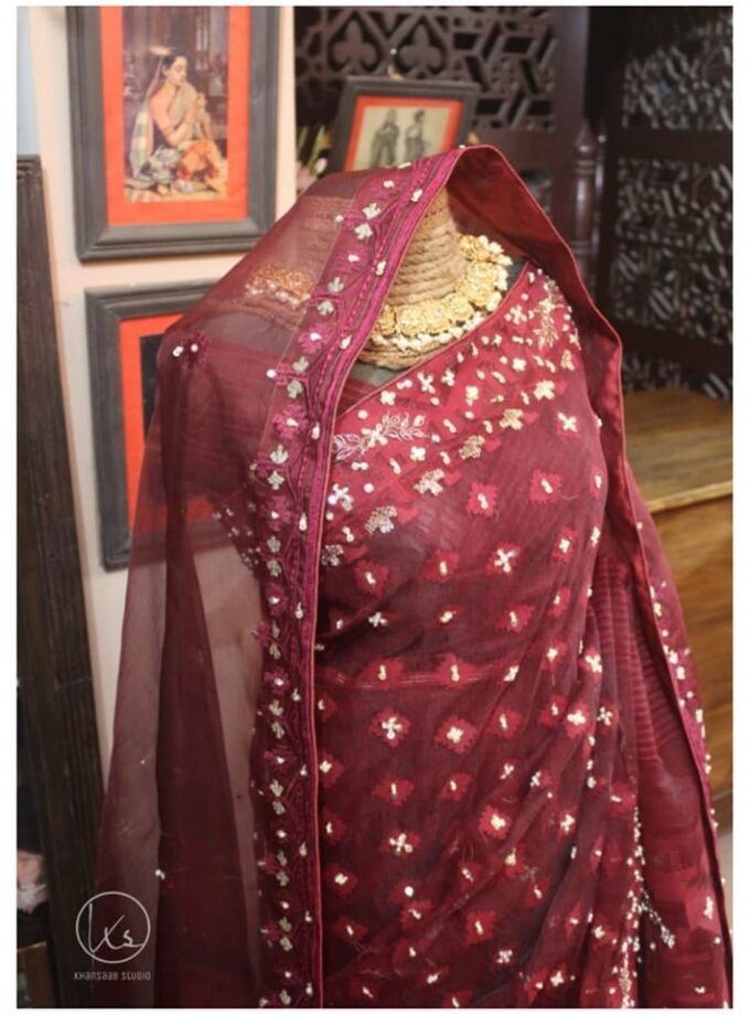 Dhakai Jamdani Embellished Saree