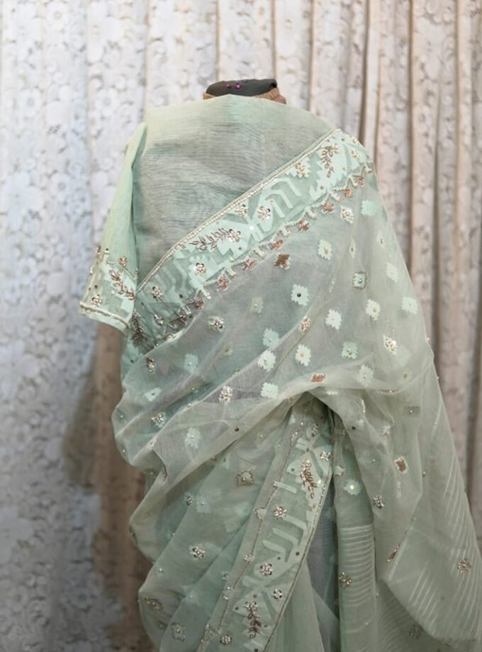 Dhakai Jamdani Embellished Saree