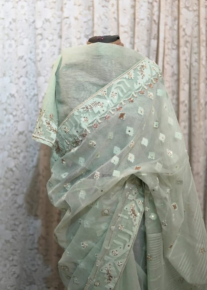 Dhakai Jamdani Embellished Saree