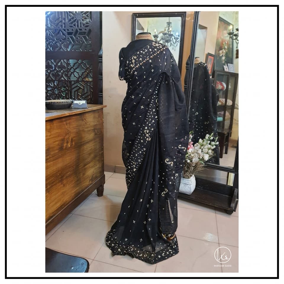 Dhakai Jamdani Embellished Saree