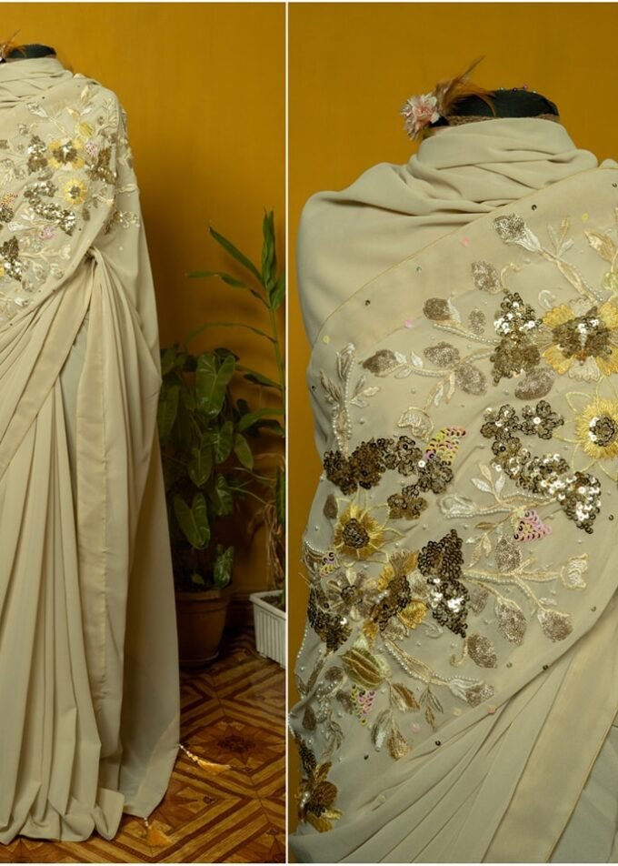 Crepe Georgette Carnation Saree