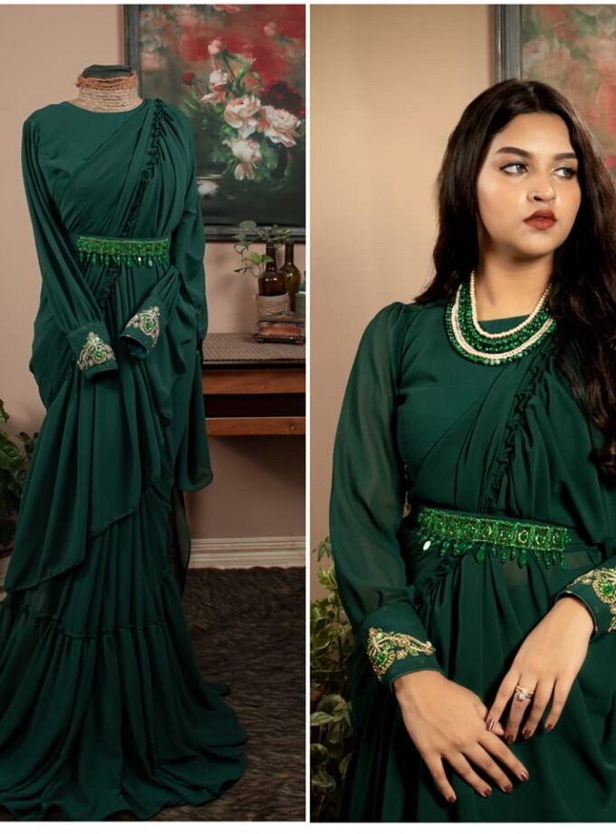 Georgette Saree with Double Ruffle Frills