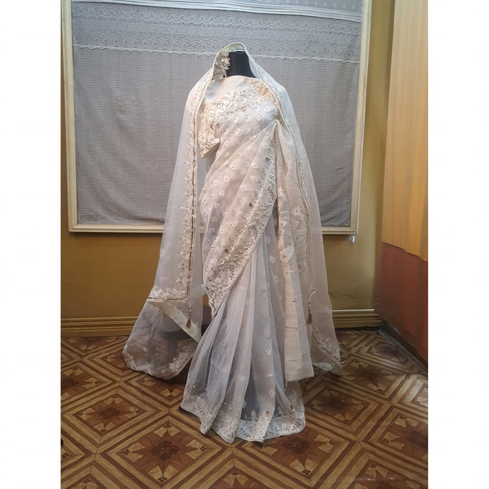 Dhakai Jamdani Embellished Saree - Image 2