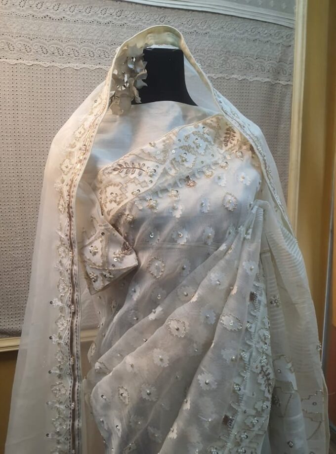 Dhakai Jamdani Embellished Saree