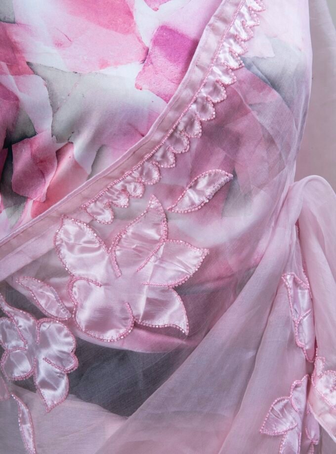 Laser Cut Poppy Applique Saree