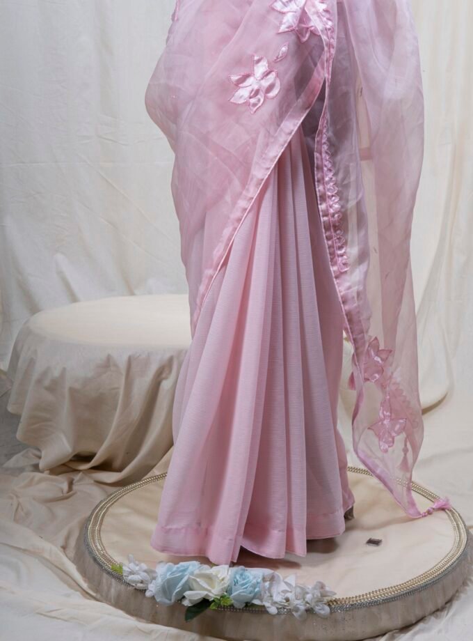 Laser Cut Poppy Applique Saree
