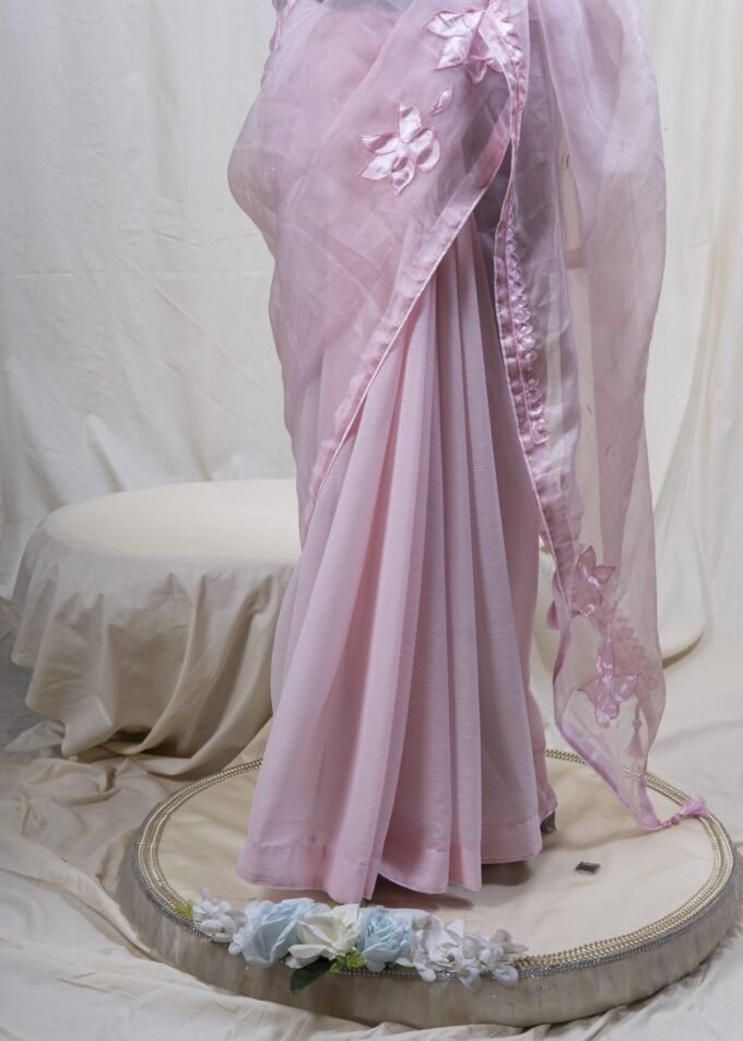 Laser Cut Poppy Applique Saree