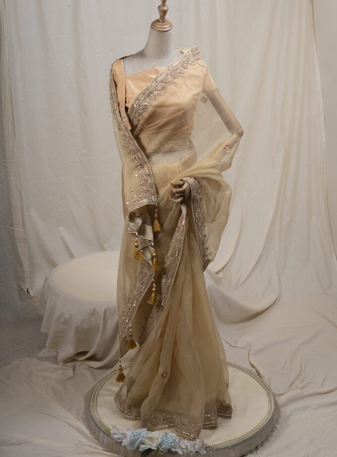 Muslin Embroidered Jamdani motif inspired saree