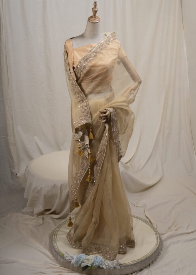 Muslin Embroidered Jamdani motif inspired saree