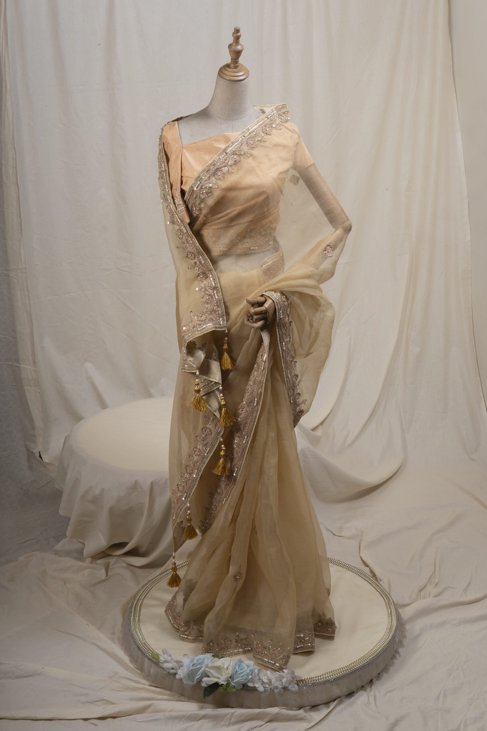 Muslin Embroidered Jamdani motif inspired saree